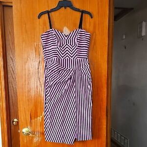 MILLY Dress Black & Pink Stripe Size 8 New With Tags Alice Dreew